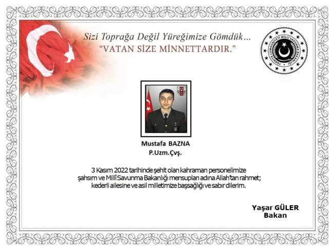 Üç sene önce şehit olan askerin naaşına ulaşıldı
