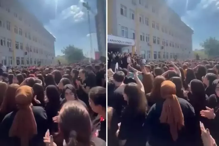 Okul önünde toplanan öğrenciler “Tacizci istemiyoruz” sloganı attı