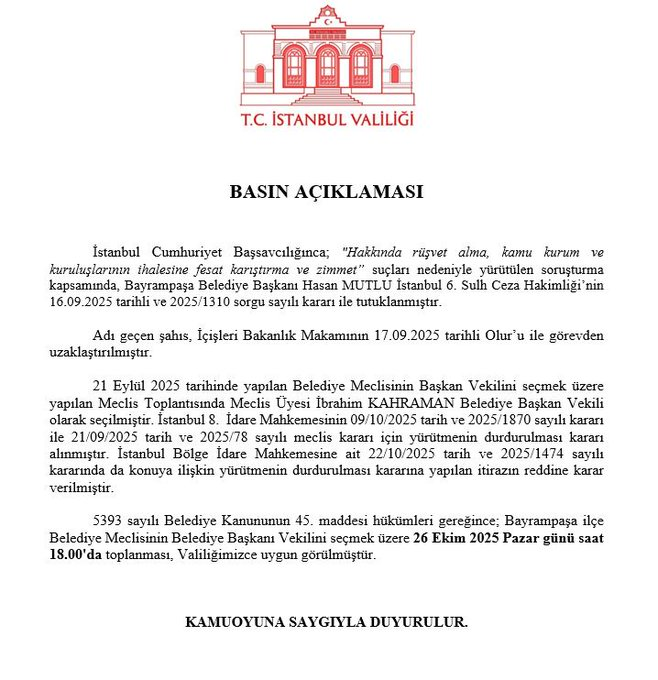 Bayrampaşa seçimlerinin tarihi belli oldu