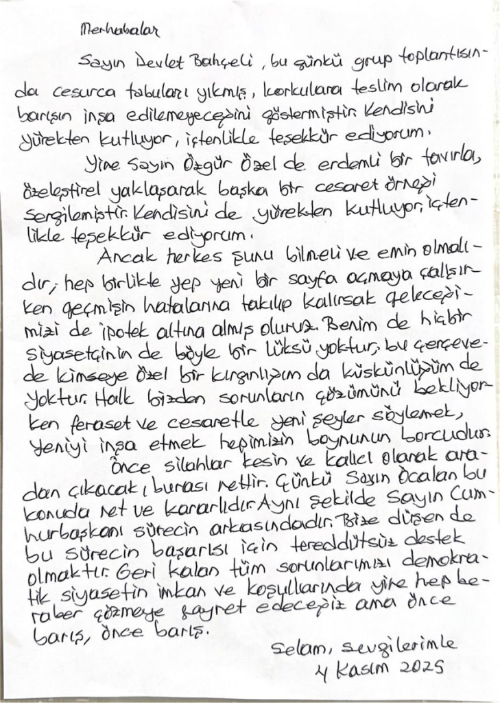 Demirtaş'tan Bahçeli ve Özel'e teşekkür...