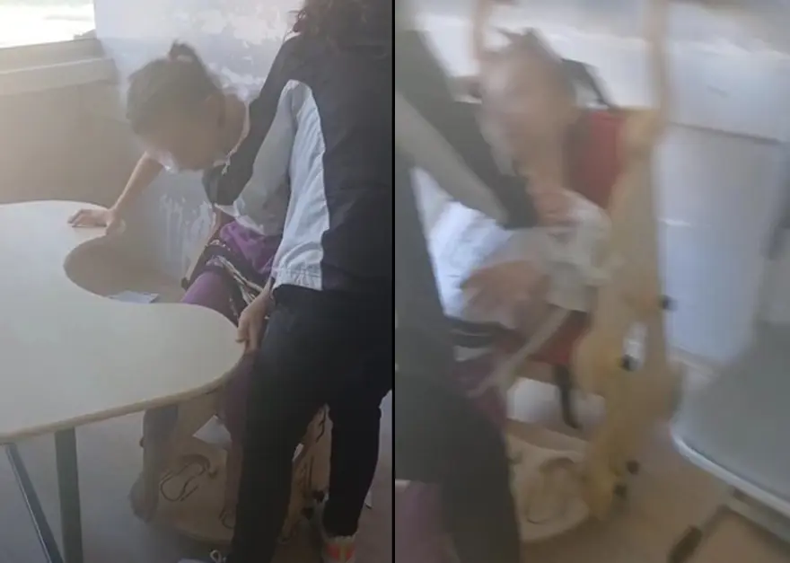 Otizmli öğrencileri sıralara bağladılar