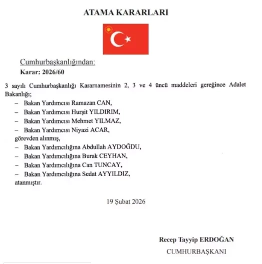 Adalet ve İçişleri bakan yardımcılıklarına yeni atamalar