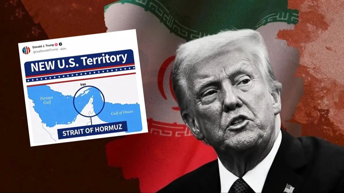 Donald Trump, Hürmüz Boğazı’nın ‘yeni ABD toprağı’ olarak gösterildiği bir harita paylaştı